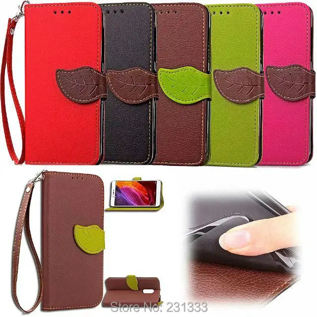 

Leaf Clasp Strap Wallet Flip Leather Pouch Case For Xiaomi 6 MI6 M6 Redmi 4A NOTE 4 4X Stand TPU ID Card Skin Cover Luxury 1pcs