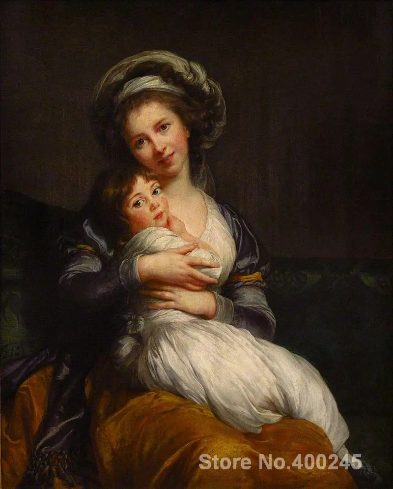 

Painting by Elisabeth Vigee Lebrun Selfportrait with her daughter Jeanne Lucie Redroom decor oil on Canvas Handmade High quality