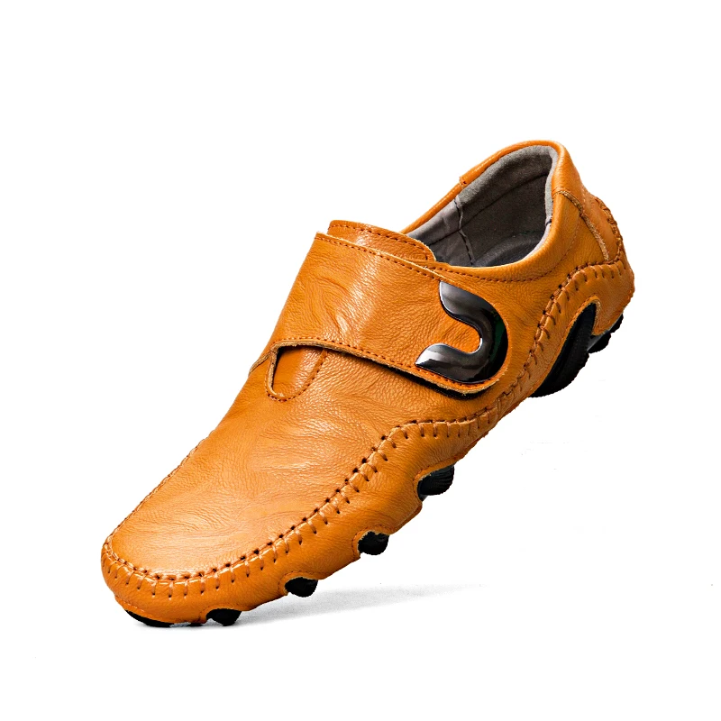 Брендовые мягкие лоферы из натуральной кожи; мужские повседневные водонепроницаемые мокасины; Дизайнерские кроссовки на плоской подошве; Мужская обувь без застежки; обувь для взрослых - Цвет: 8885Yellowbrown