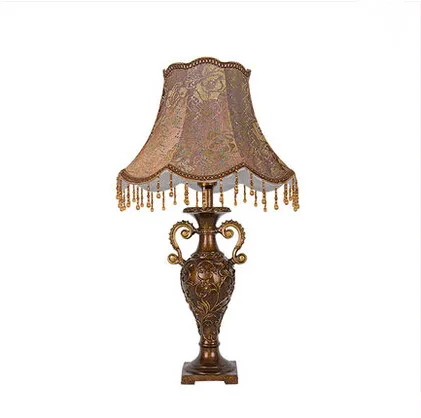 European antique romatic fabric art Table Lamps Vintage warm resin carved dimming bedside lamp for bedside&narrow table ZLTD009