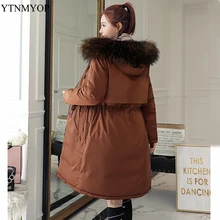 YTNMYOP Casaco Feminino зимние женские пальто Длинная женская парка с капюшоном и меховым воротником, большие размеры, толстые теплые куртки для женщин