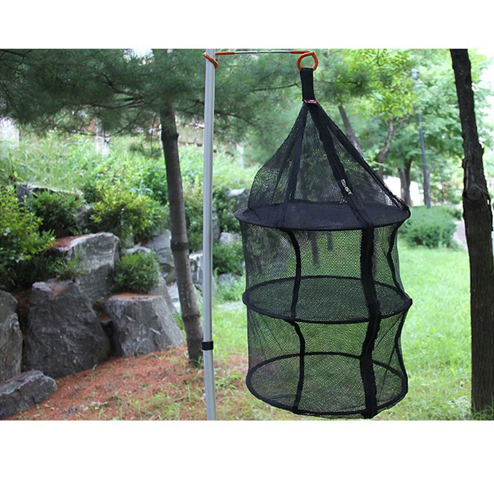 Outdoor Mesh Dryer Storage Bag Foldable Cookware Mesh Dryer 4 Shelf