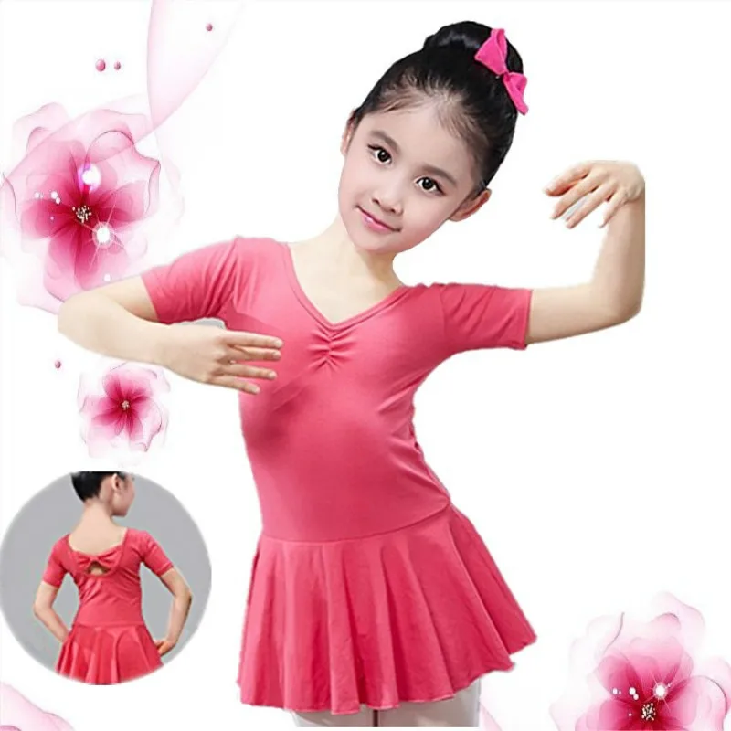 

New style children's dance clothing girls one-piece dress ballet practice clothes short-sleeved clothing
