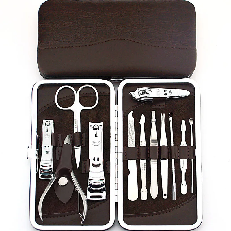 12 шт./компл. нержавеющая сталь кусачки для ногтей Нипер резак набор для маникюра и педикюра комплект чехол KG66