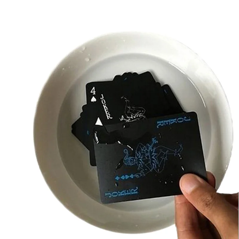 Качественные пластиковый покер водостойкие черные игральные карты креативный подарок покерные карты Крытый игры на открытом воздухе 7