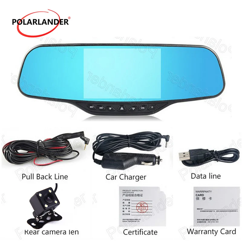 New high quality 4.3 inch Car DVR dual rearview mirror car camera