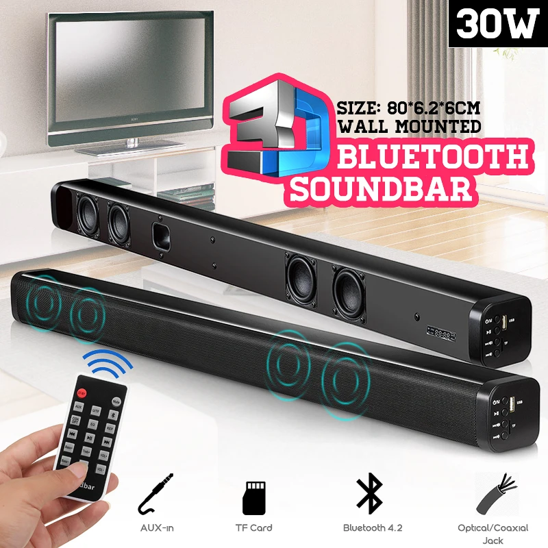 TV Bluetooth Speaker Soundbar N-S09 4 Drivers Home Theater Stereo Heavy Bass TF Card Wall-mounted Speaker Smart Home Soundbar