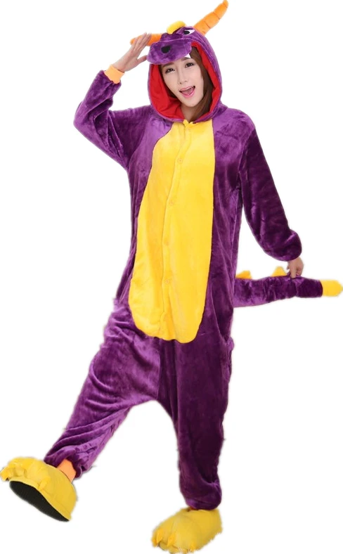 Аниме Костюм Shiryu Spyro фиолетовый дракон мультфильм Животные комбинезоны Пижама