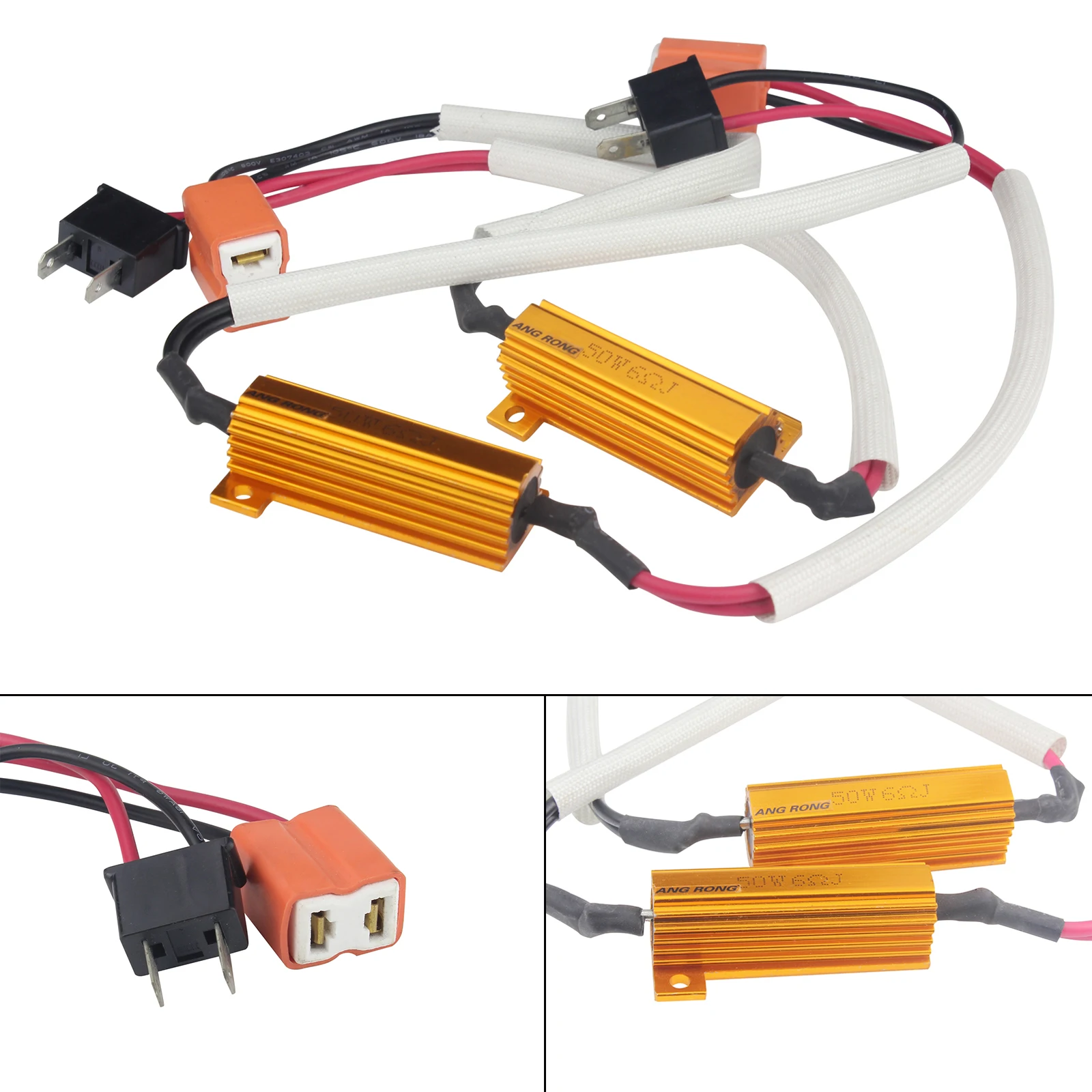 

ANGRONG 2X H7 LED Load Resistors 50W 6 ohm Stop Car Light Flicker Cancel Error Message