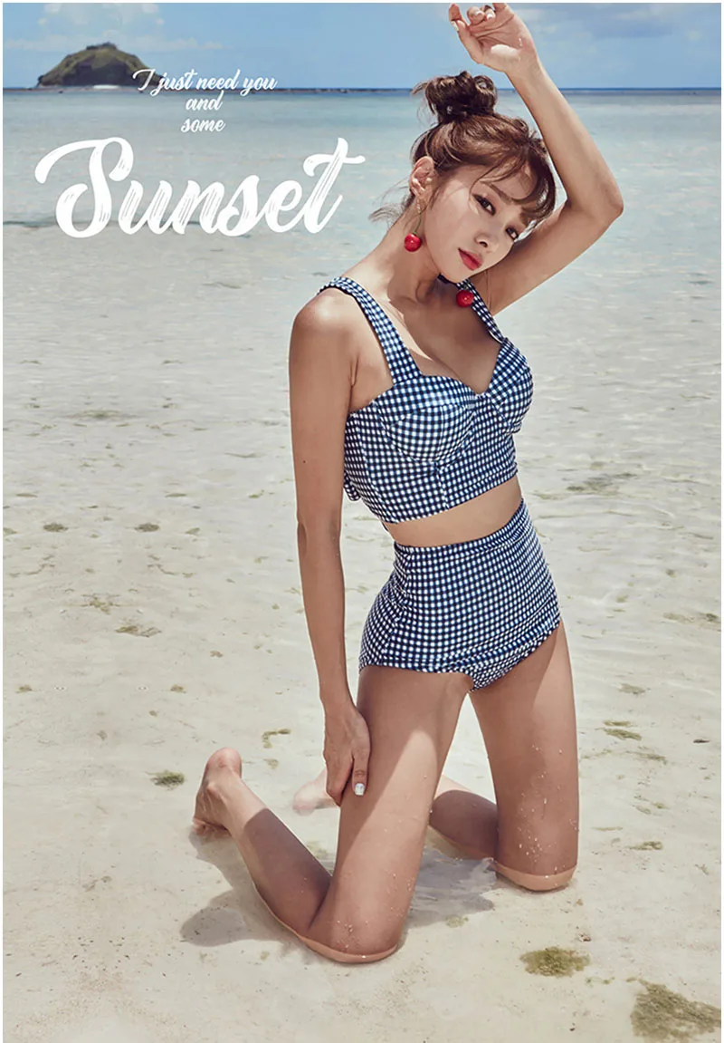 Sexy-High-Waist-Bikini-Women-Swimwear-Bathing-Triangle-Suits-Retro-Plaid-Girls-Back-Tie-With-Bow-Push-up-Padded-Bra-Bikini-Set-SCL577 (12)