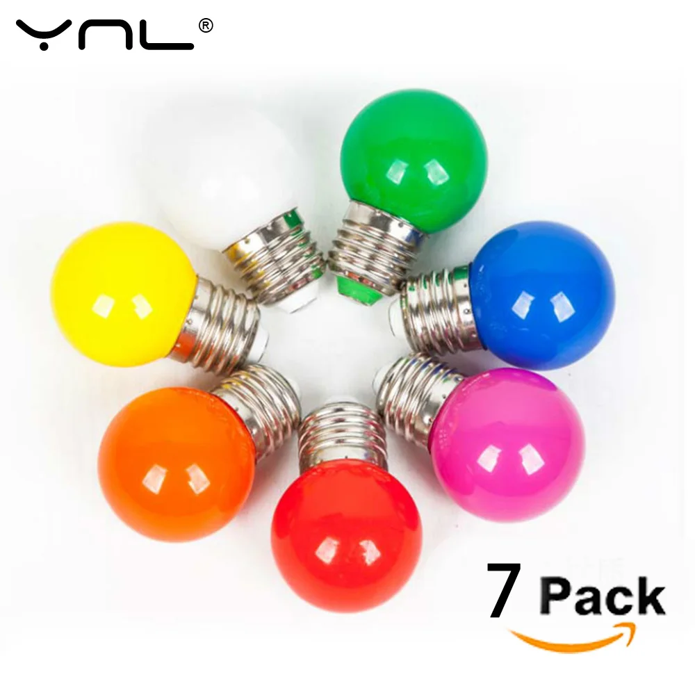 7 unids Lampada lámpara LED colorido bombillas E27 G45 220 V LED SMD 2835 lamparas bombillas led bombilla de colores linterna de luz LED