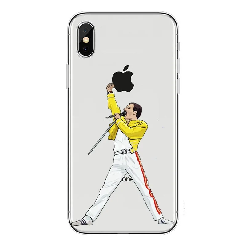 Freddie Mercury Rainha banda Soft Phone silicone TPU caso de telefone Para Apple iPhone 4 5 6 7 8 mais X Plus Fundas Coque Capa