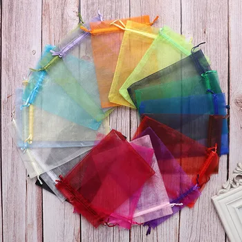 

50pcs 20x30cm Transparent Organza Bags for Birthday Party Wedding Candy Box Packaging Christmas Halloween Gift Box Wrapping Bags