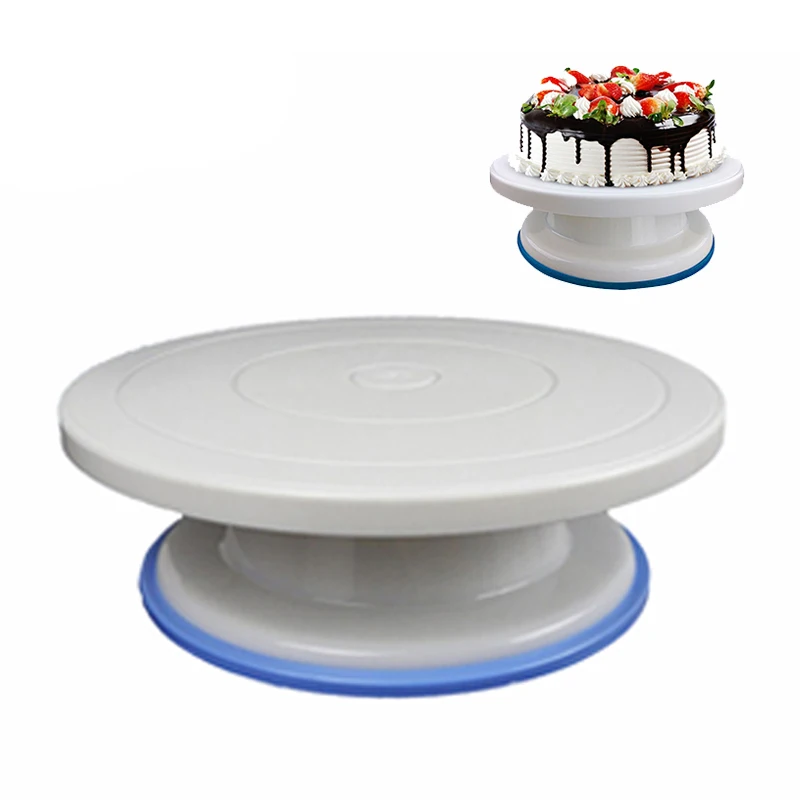 

27cm Plastic Cake Turntable Rotating Cake Plastic Dough Knife Decorating Turntable Anti-skid Round Cake Stand Cake Rotary Table