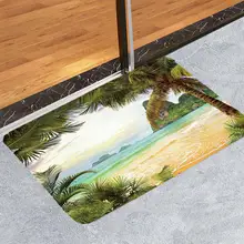 3D морской пляж коралловый флис коврик для прихожей для кухни пейзаж ванная комната туалет Нескользящие Коврики для пола анти-скользящий коврик