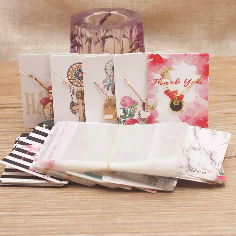 

FeiLuan new jewelry necklace pendant package card good luck dreamcatcher/animal styles small charms tag card100pcs+100bag/lot