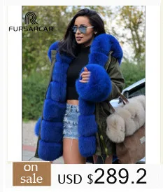 FURSARCAR New Winter Parka Luxury Women Natural Fur Jacket With Real Fox Fur Collar& Cuff Female Fashion Long Parkas Coat