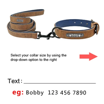 Custom Dog Collars Leather Personalized Pet Dog Tag Collar Leash Lead For Small Medium Large Dogs Pitbull Bulldog Pugs Beagle 2