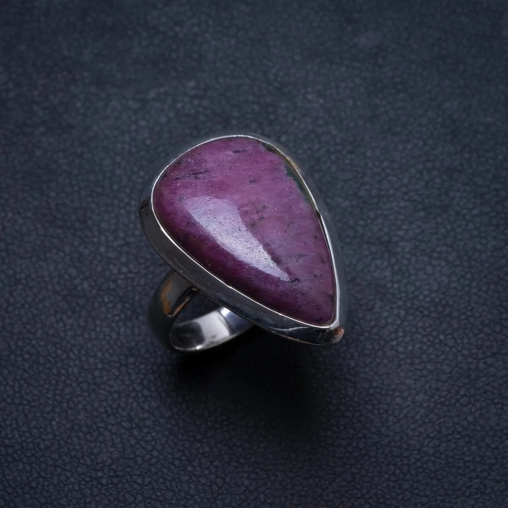 Natural Ruby Zoisite Handmade Unique 925 Sterling Silver Ring US Size 