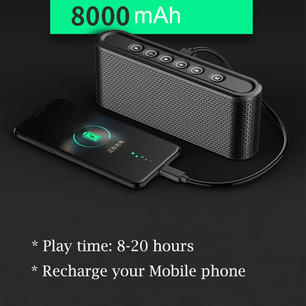 DOOLNNG X6Portable Беспроводной Bluetooth Динамик 8000 мА/ч Батарея Открытый Отдых стерео Бас s