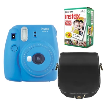 Fujifilm Instax Mini 9 мгновенная фотокамера+ Fuji Instax Mini Instant 20 пленка+ чехол из искусственной кожи сумка - Цвет: Cobalt Blue