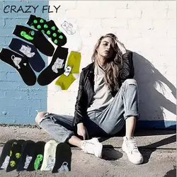 Магазин Crazy Fly 2019 новый творческий мультфильм Хип-хоп кошка хлопок Женский Скейтборд Носки с рисунком Забавный Чужой женские Носки с