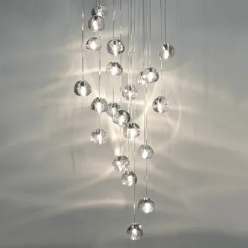 

New arrival pendant lights clear Crystal glass ball lampshade stainless steel base Foyer hotel corridor decoration droplight
