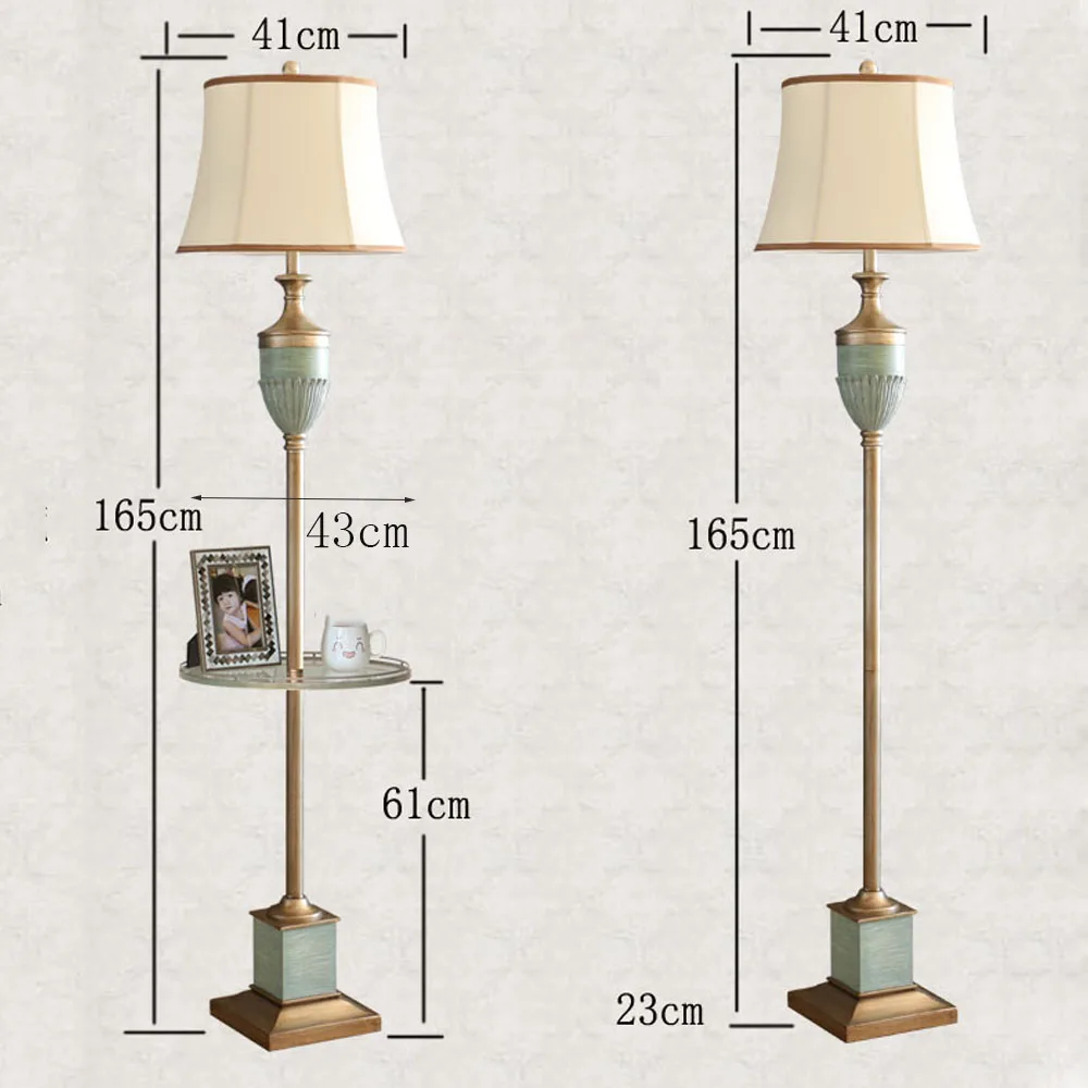Nordic Retro Style Luxury Resin Floor Lamp Antique LED Living Room Bedroom Study Energy Saving Lighting