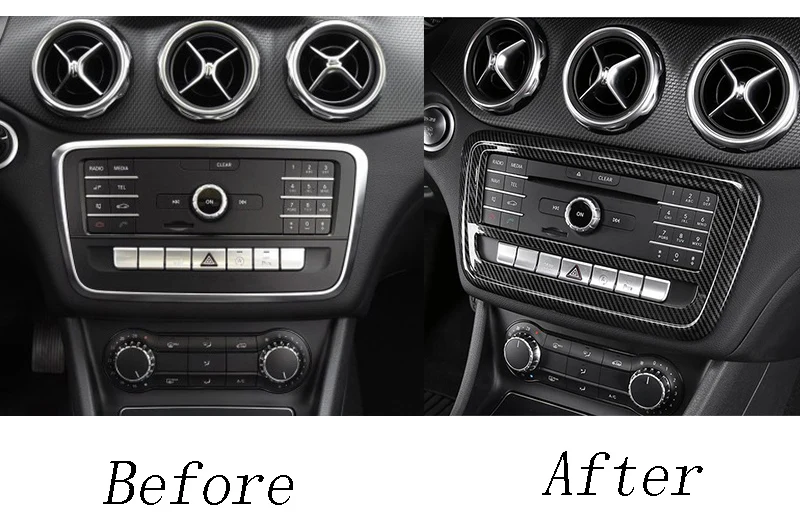 Автомобильный Стайлинг, углеродное волокно, центральная консоль, CD панель, рамка, авто покрытие, наклейки, Накладка для Mercedes Benz A GLA CLA, класс W176 X156 C117