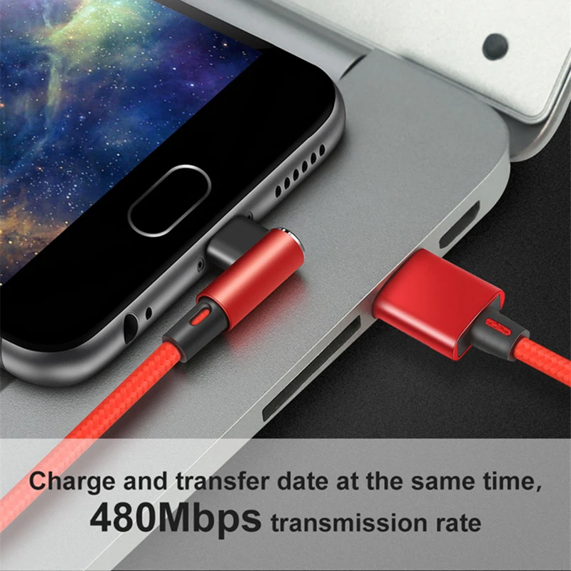 90 градусов USB C кабель для передачи данных Galaxy S8 S9 S10 Plus Huawei Xiaomi 6 8 мобильный телефон
