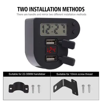 

Waterproof 12V 24V Motorcycle Dual USB Charger With Time Clock LED Voltmeter ON OFF Switch Power Adapter for Mobile Phone GPS