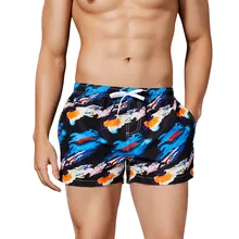 Сезон: весна–лето красивый Для мужчин печатных с двойными карманами, свободные вставку внутрь эластичного ремешка пляжные короткие штаны,, удобные шорты V10