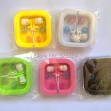 3,5 мм в ухо стерео наушники с хрустальной коробкой 6 цветов 500 шт/партия