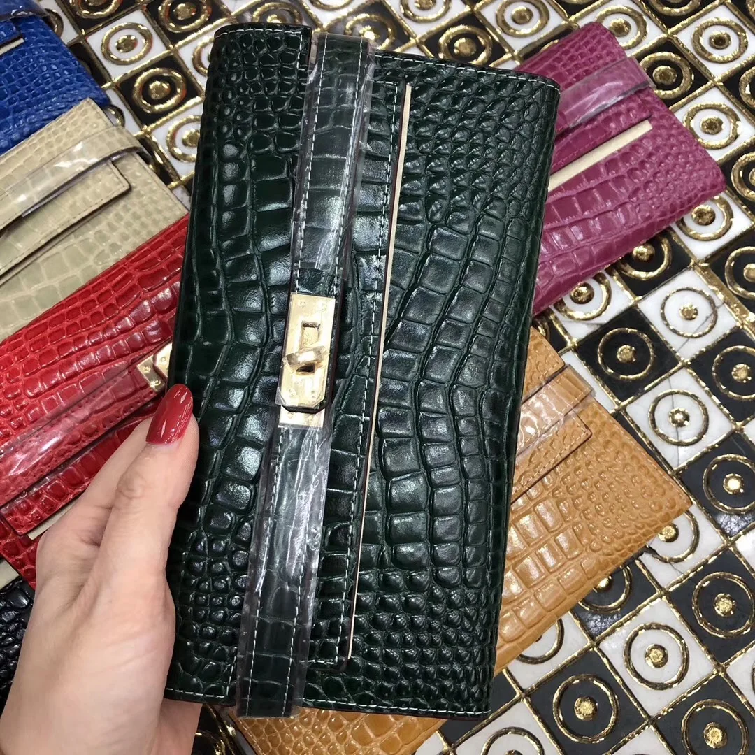 Kafunila роскошный брендовый кошелек женский из натуральной кожи deigner женский кошелек кожаный узор из крокодиловой кожи модный клатч bolsa
