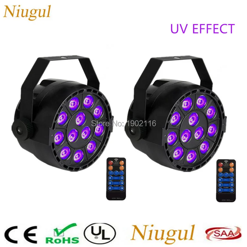 

2pcs/lot UV LED par light with Remote control Ultraviolet Led Spotlight Home party Lamp purple UV Mini DMX512 LED stage Lighting