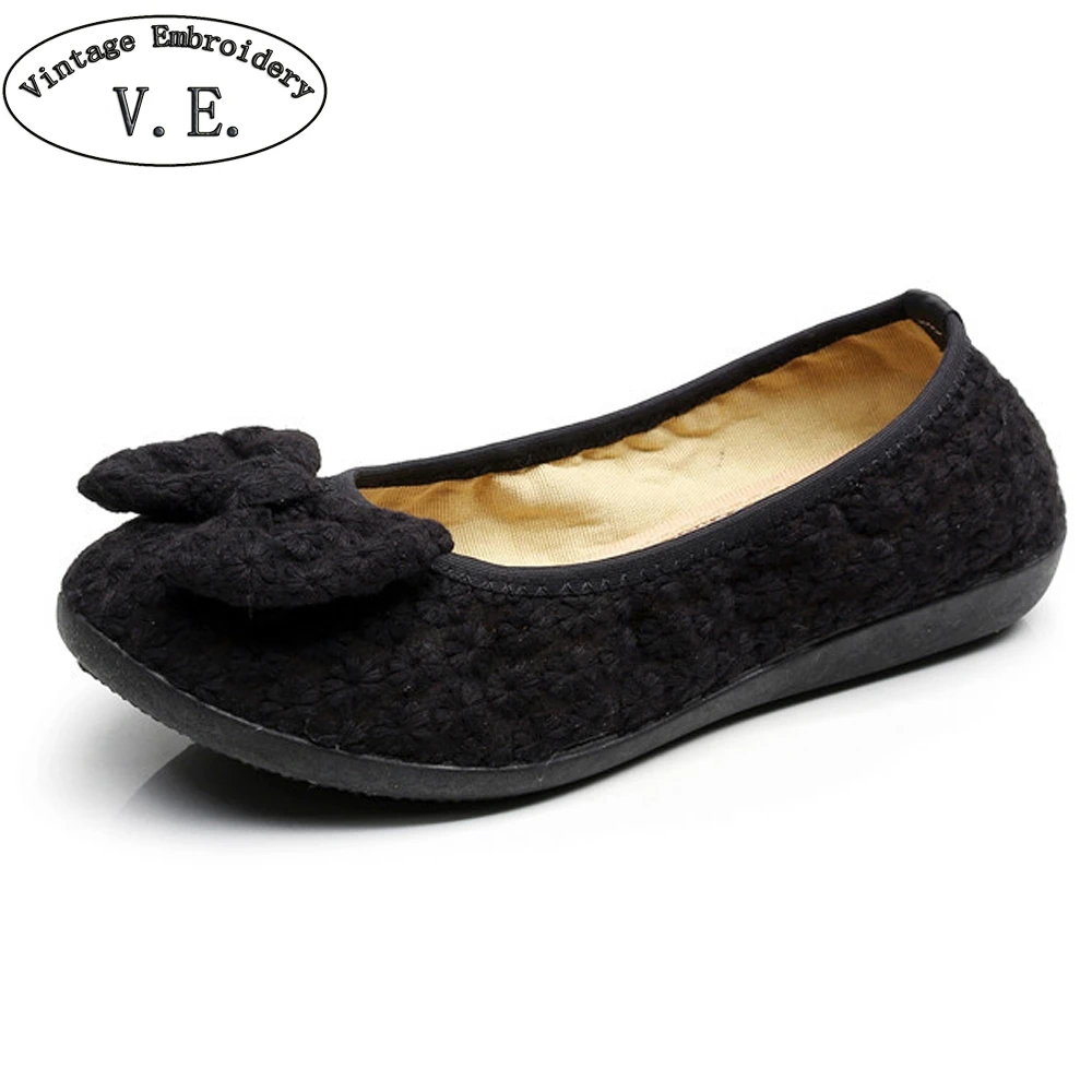 Donna Nero Flats scarpe Old Beijing Bow Cloth Bowtie Loafers Casual Donna Nero scarpe Flats scarpe Nero Old Beijing Bow Cloth Bowtie Loafers Casual 31ef2d