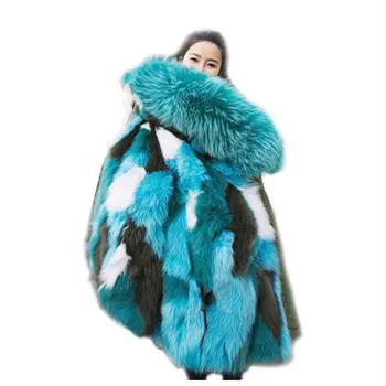 

Korean Parkas For Women Winter 2017 Fox Fur Lined Windbreaker Coat Army Green Real Fur Coats Fluffy Hoodies Russia Women Jacket