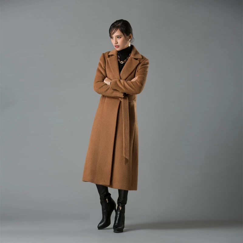 2018 Fashion Women Coat Long Alpaca Wool Blends Overcoat Womens Long sleeve Wool Coats High Quality Overcoat Fashion Trench Coat