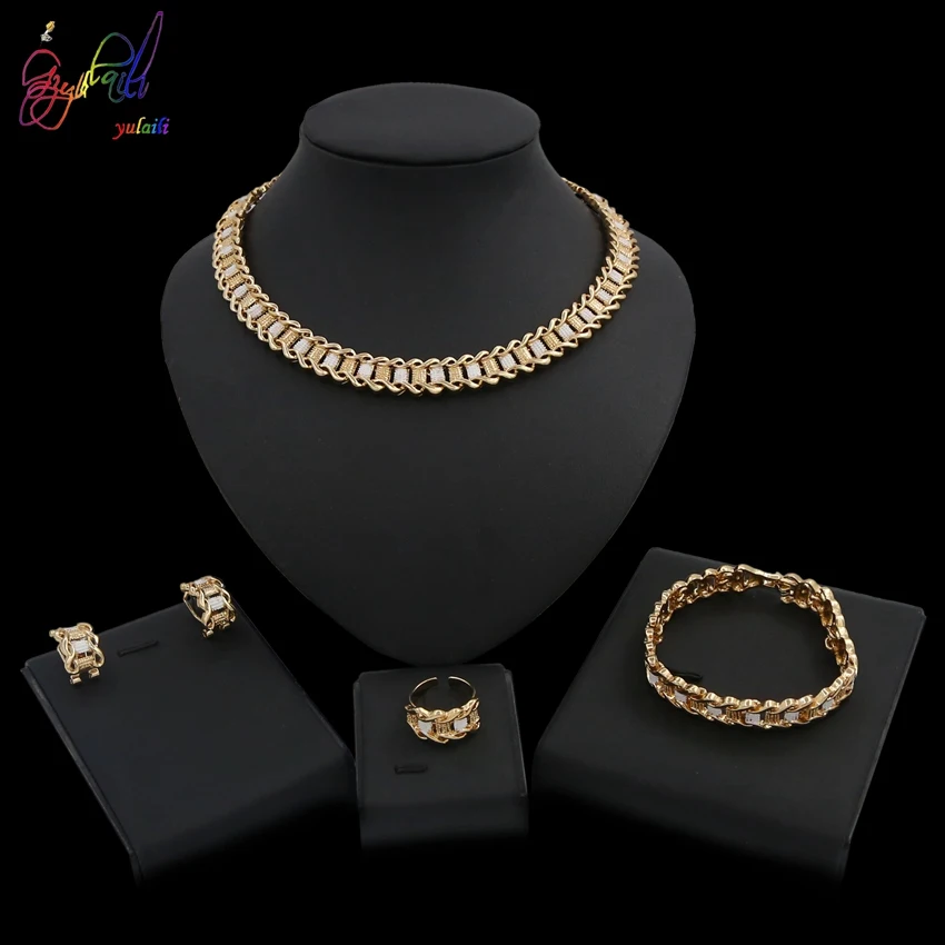 

Yulaili Free Shipping New Arrival 2019 African Jewelry Sets Fashion Nigerian Wedding Necklaces Earrings Girls Womens Party Daily