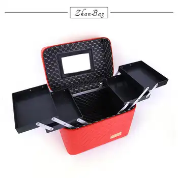 Women Professional Big Suitcase For Make Up With Mirror Ladies PU Cosmetic Box Organizer Bag Female Artist Makeup Bags Case 316
