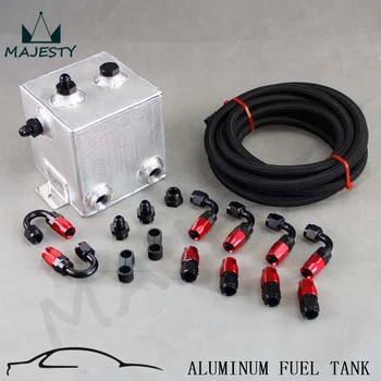

2L drawing polishing Complete Fuel Surge Tank 2 Litre Swirl Pot System kit + Fuel / Oil line + Fitting / Adapter /Hose end Black