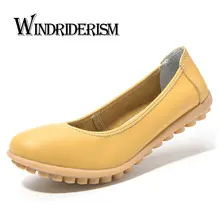 WINDRIDERISM 2017 New Arrival Women Loafers Genuine Leather Flats Solid Color Slip On Shoes Women Leather Casual Shoes