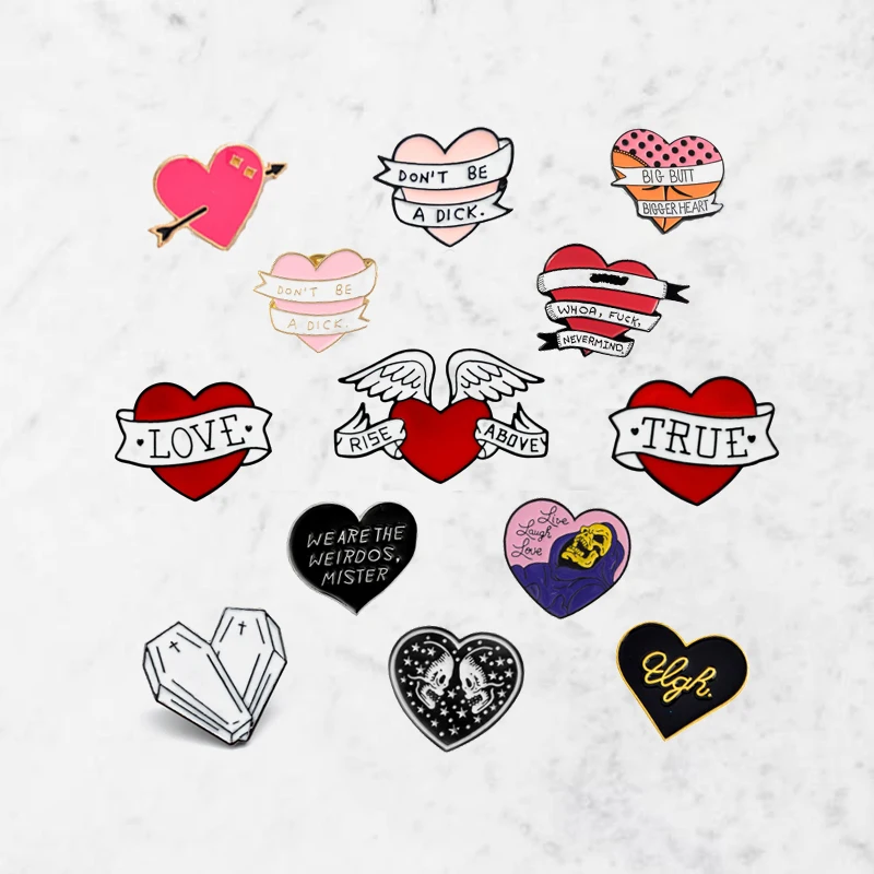 

MINGQI Creative Personality Alloy Enamel Heart Shape Brooch Couple Love Badge Denim Collar Pin Fashion Women Jewelry Accessories