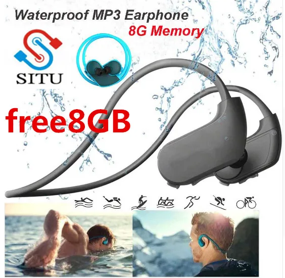 

SITU Outdoor IPX8 Dustproof Waterproof MP3 Player Sport MP3 Headphone HiFi Music 8G Memory Swimming Diving Running Earphones.