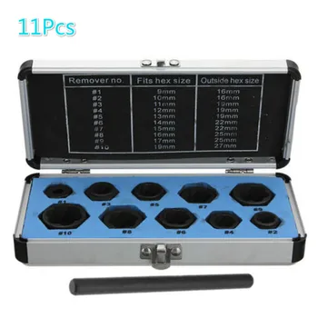 

11pcs Damaged Nut Bolt Remover Stud Extractor High Quality 9-19mm Socket Sets Threading Tool