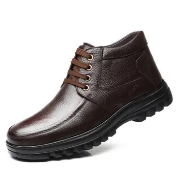 

Winter Ankle Genuine leather Boots Men Super Warm Comfortable Snow Boots Fashion safety shoes erkek bot men Zapatilla Men Boots