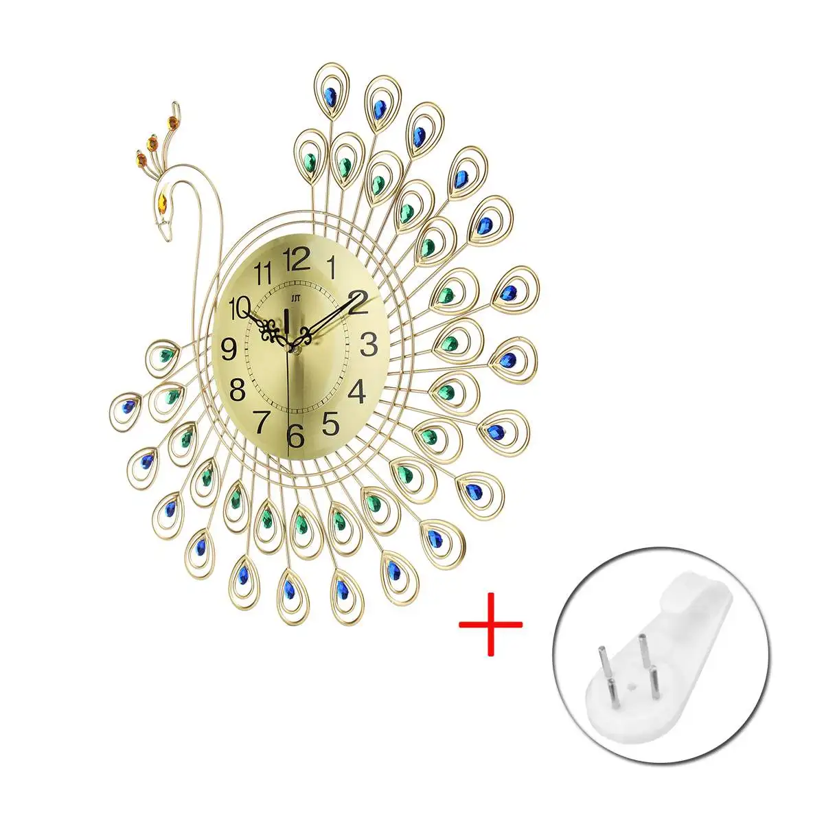 3D золотые алмазные настенные часы Павлин, металлические часы для дома, гостиной, украшения, большие DIY часы, ремесла, украшения, подарок 53x53 см