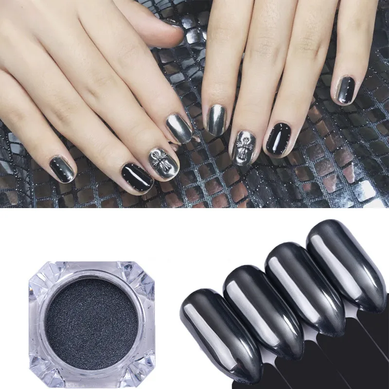 

1 Box Super Shine Nail Glitters Mirror Titanium Powder Rose Gold Silver Metallic Manicure Nail Art Chrome Dust Decoration