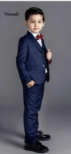 20-1     Navy Blue Kid's Custom Made Wedding Groom Tuxedos Boys Children Party Prom Suits