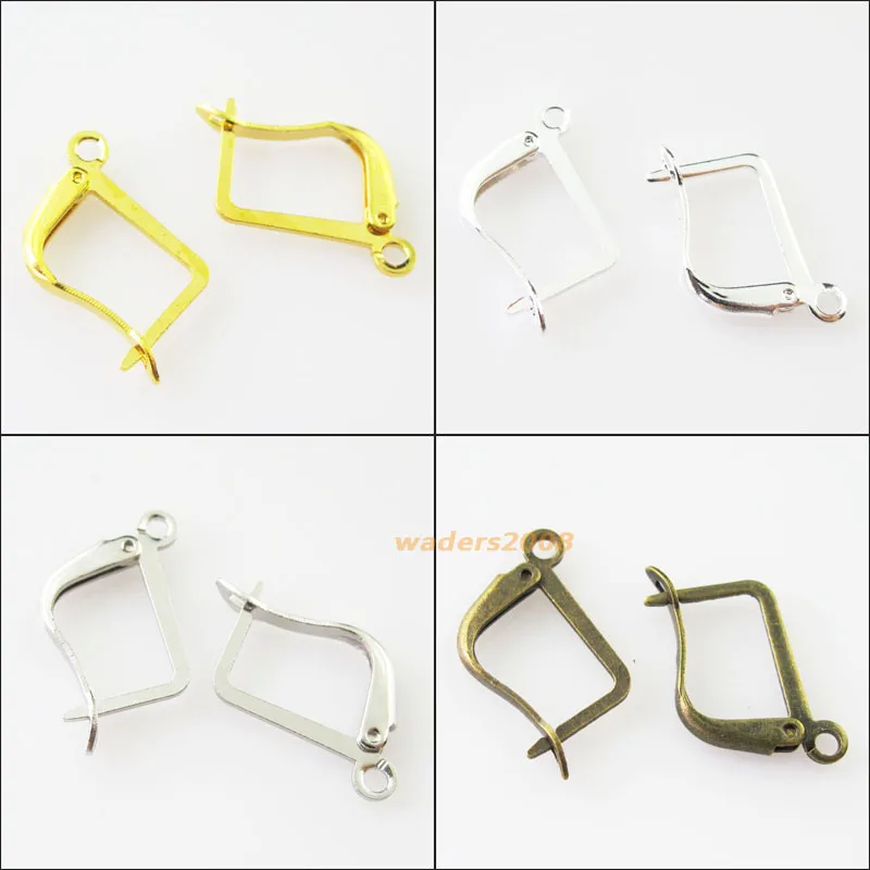

20Pcs Square French Earring Hooks 12x20mm Gold Dull Silver Bronze Plated